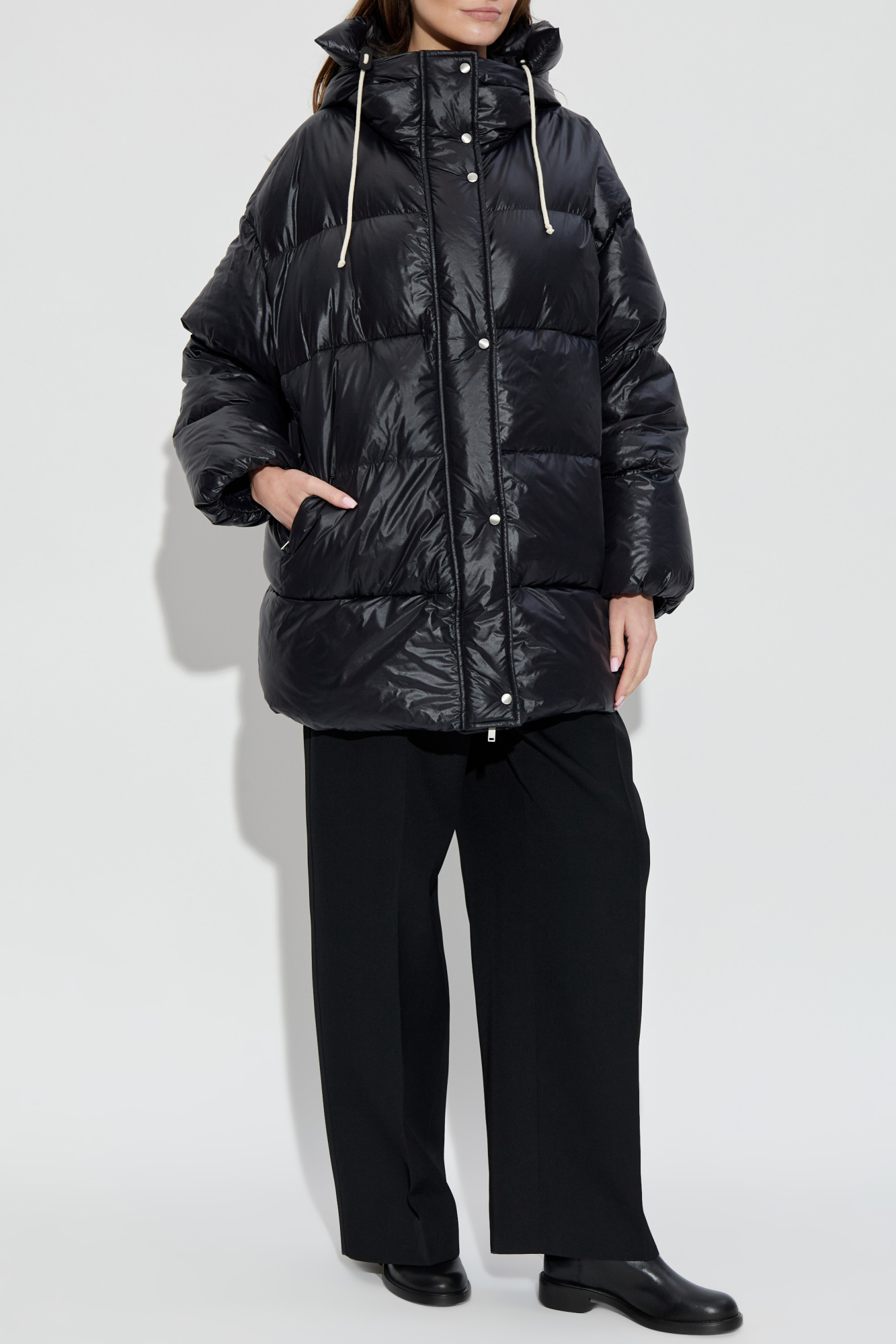 Black Down jacket with hood JIL SANDER+ - Vitkac Slovakia
